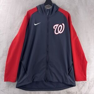Nike Washington Nationals Therma Fit Zip Hoodie Mens Size XL Navy Red MLB